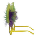 Glasses with Purple, Green and Gold Feathers, Sequins and No Lenses (Each)
