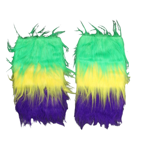 Purple, Green and Yellow Fuzzy Leg Warmers (Pair)