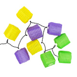 Purple, Green and Gold Square Paper Lantern String of 10 Lights (Each)