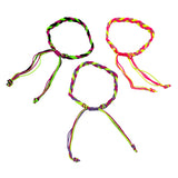 Braided Bracelets - Purple, Green and Yellow Set (6 Pieces)