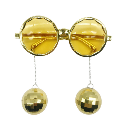 Metallic Gold Disco Balls Sunglasses (Each)