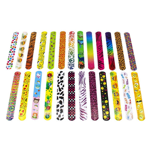 Slap Bracelets - Assorted Design and Colors (Pack of 25)