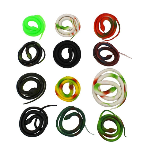 29.5" Rubber Snake - Assorted Colors (Dozen)