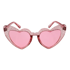 Pink Heart Shaped Glitter Sunglasses (Each)