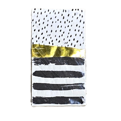Black & Gold Dots and Stripes Guest Towel (Pack of 16)