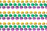 60" 22mm Round Metallic Purple, Gold and Green Mardi Gras Beads