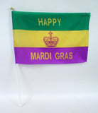 12" x 18" Mardi Gras Flag with 23" Plastic Handle (Dozen)