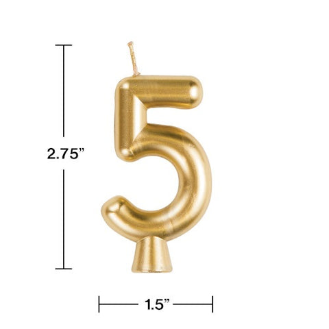 Gold "5" Number Candle (Each)