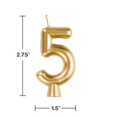 Gold "5" Number Candle (Each)