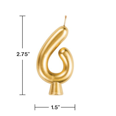 Gold "6" Number Candle (Each)