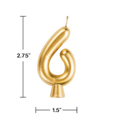 Gold "6" Number Candle (Each)