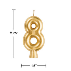 Gold "8" Number Candle (Each)