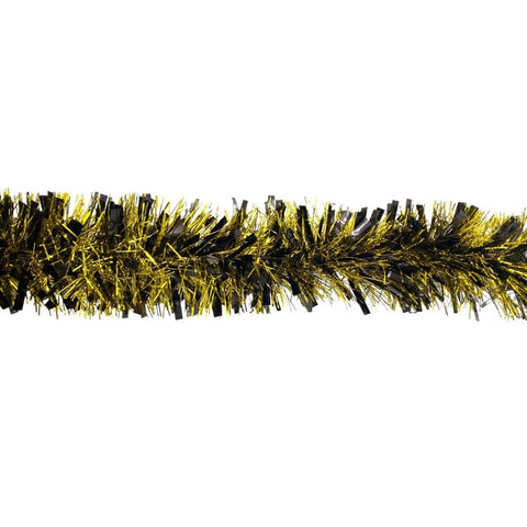Black And Gold Pine Needle Tinsel Garland 9' x 4.5" (Each)