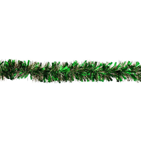 Green and Silver Tinsel and Rectangle Garland 9' (Each)