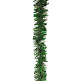 Green and Silver Tinsel and Rectangle Garland 9' (Each)