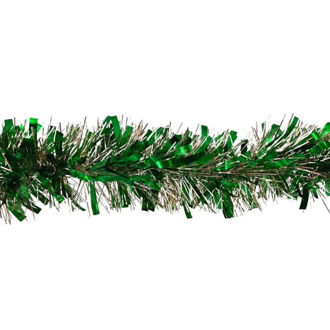 Green and Silver Narrow & Wide Tinsel Garland 9' x 4" (Each)