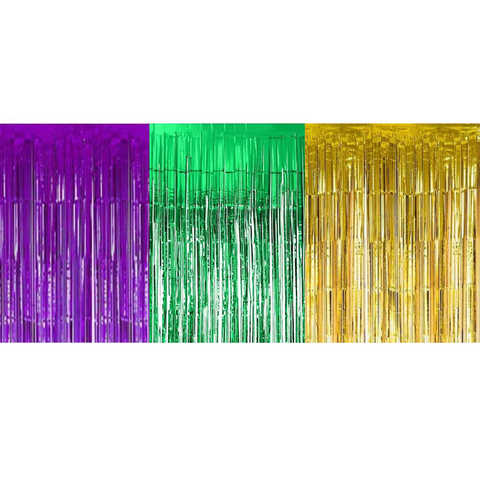 10' x 15" Purple, Green, and Gold Metallic Fringe (Each)