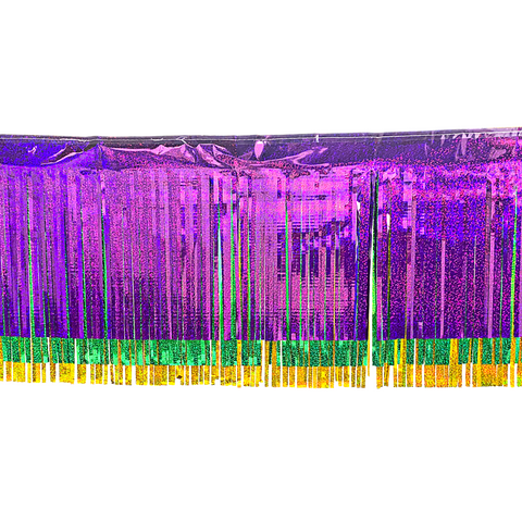 Purple, Green and Gold Mardi Gras Metallic Fringe 15 x 10