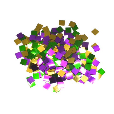 Purple Green and Gold Square Confetti (Pack)
