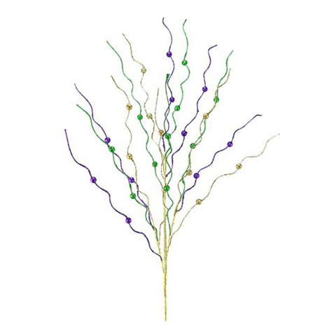 33" Purple, Green, and Gold Glitter Curly Twig Spray (Each)
