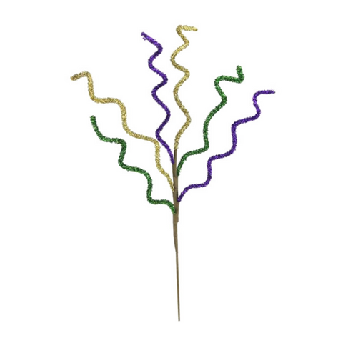 35" Purple, Green, and Gold Foil Curly Twig Spray (Each)