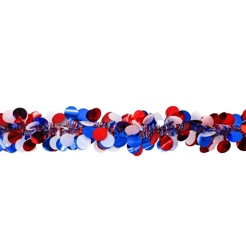 Red, White, and Blue Garland with Circles - 9' x 3.5" (Each)