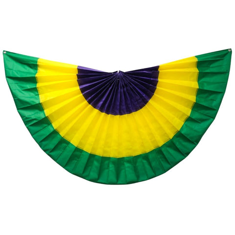 Pleated Purple, Yellow, and Green Bunting With Grommets - 6' x 3' (Each)