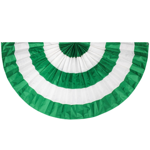 Pleated Green and White Bunting With Grommets - 6' x 3' (Each)