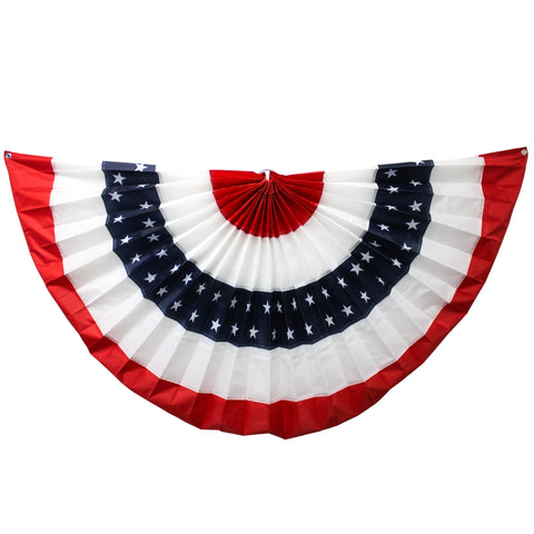 Pleated American Flag Bunting with Grommets - 6' x 3' (Each)