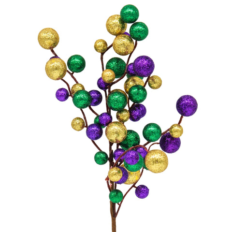 20" Purple, Green, and Gold Sequin Ball Spray (Each)