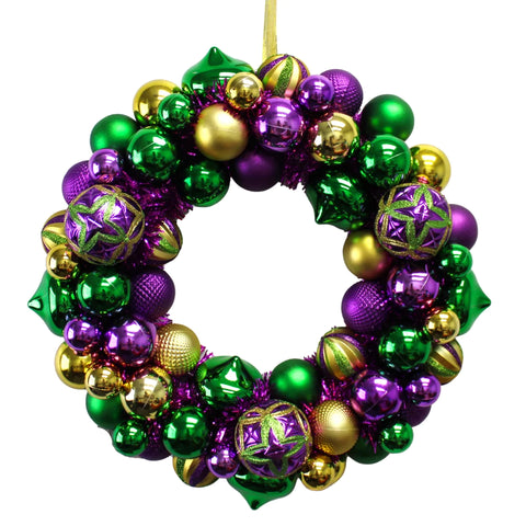 20" Purple, Green, and Gold Ball Wreath (Each)