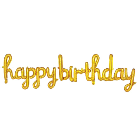 Gold Script Happy Birthday Balloon Streamer - 5.5' x 16" (Each)