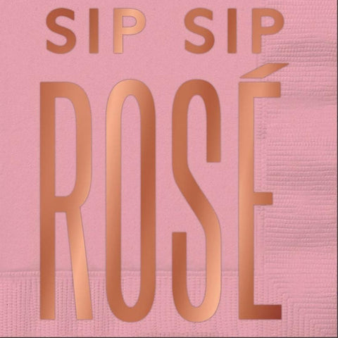 Sip Sip Rose Cocktail Napkins - 5" x 5" (Pack of 20)