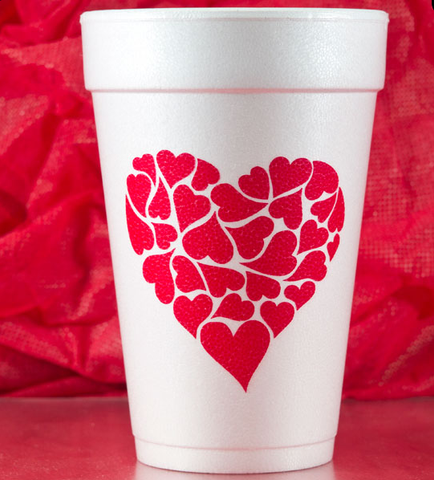 16 oz Heart of Hearts Foam Cups - Pack of 10 (Each) – Mardi Gras Spot