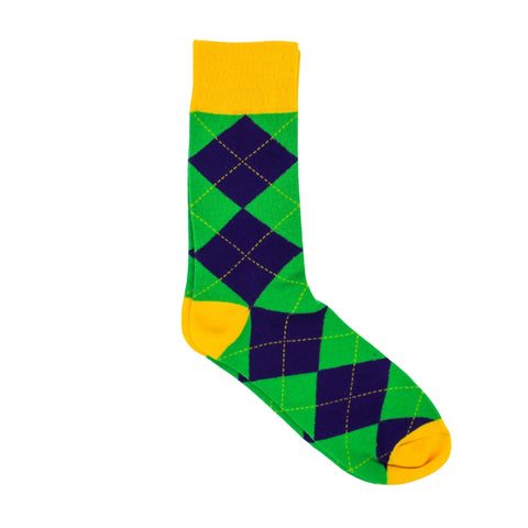 Purple, Green, and Yellow Argyle Socks (Pair)