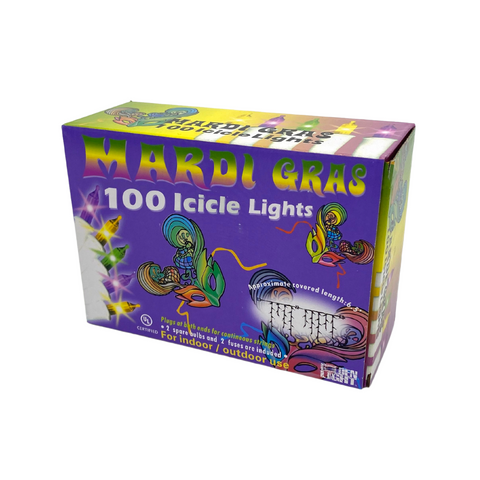 Purple, Green and Gold Mardi Gras Icicle Light Set - 100 Lights 6.5' (Each)