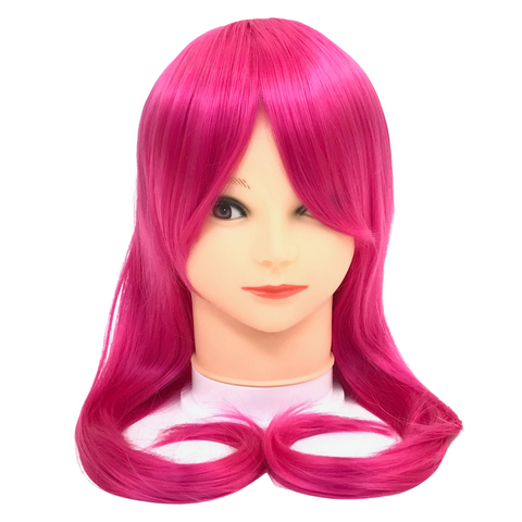 Hot Pink Long Curled Wig (Each)