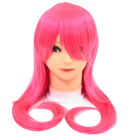 Neon Pink Long Curled Wig (Each)