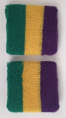 Wrist Band - Purple Green and Gold (Pair)
