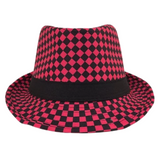 Pink and Black Houndstooth Fedora (Each)